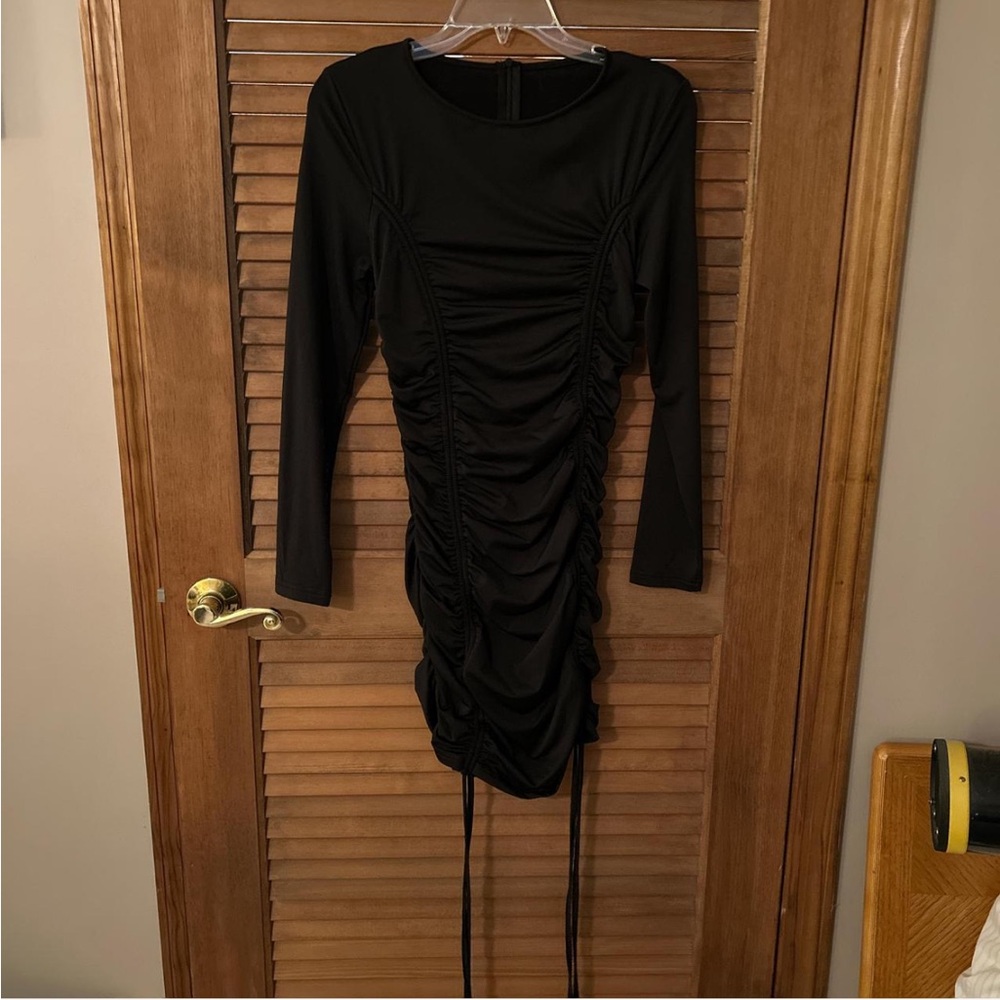 Amazon Black Long Sleeve Ruched Dress